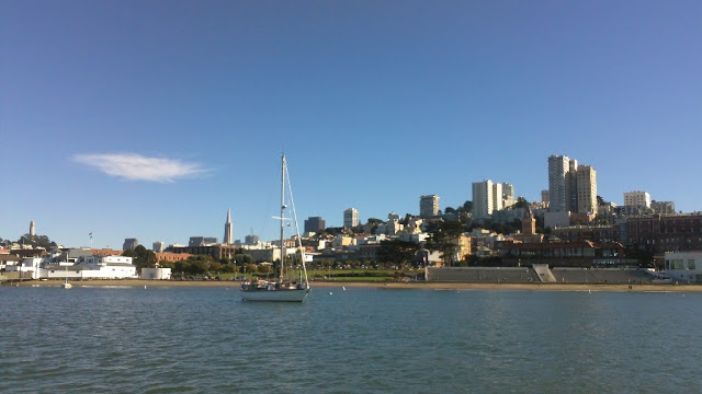 Aquatic Park in downtown San Francisco. A marching band was playing Journey songs here earlier.
