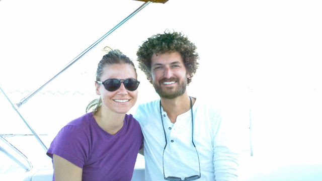 One of the few photos of us. Proof that we are still in fact together and on the same trip. This was at the start of our first Veleros de Baja race on our friend Greg's boat, Scout. We had so much fun that we stayed around a couple extra days in La Paz so we could go again a month later.