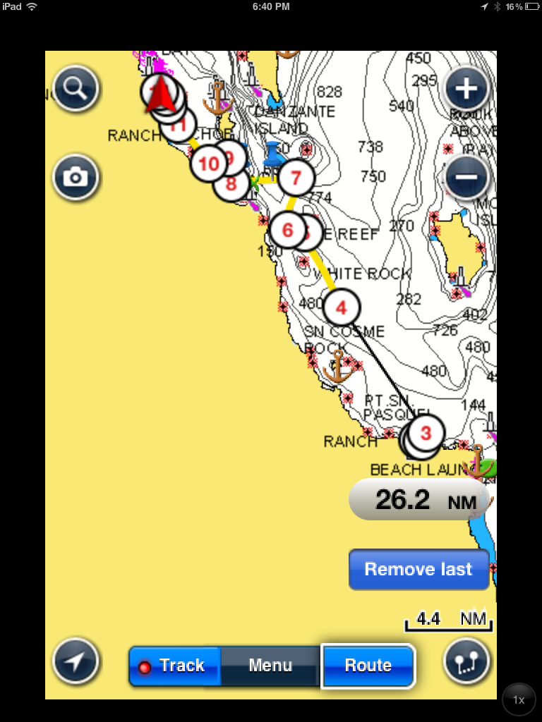 Our route on Navionics.