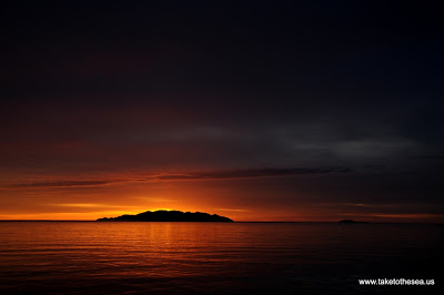 Isla Santa Cruz and Isla San Diego at sunrise.