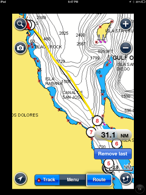 The route on our Navionics chart.