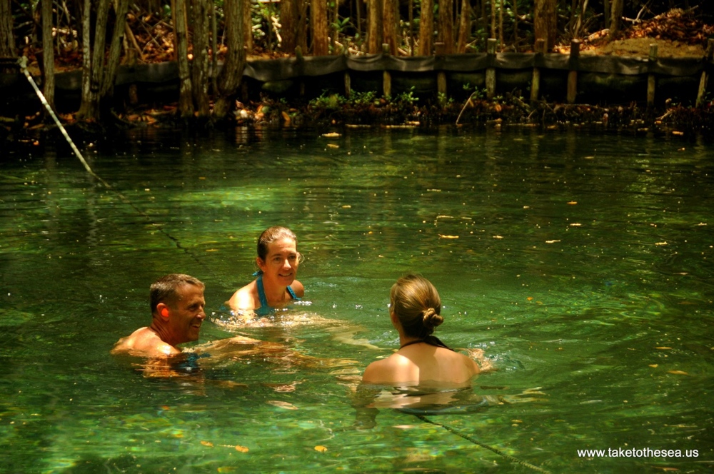 The Fritz-Watson family in Cenote Corchito.